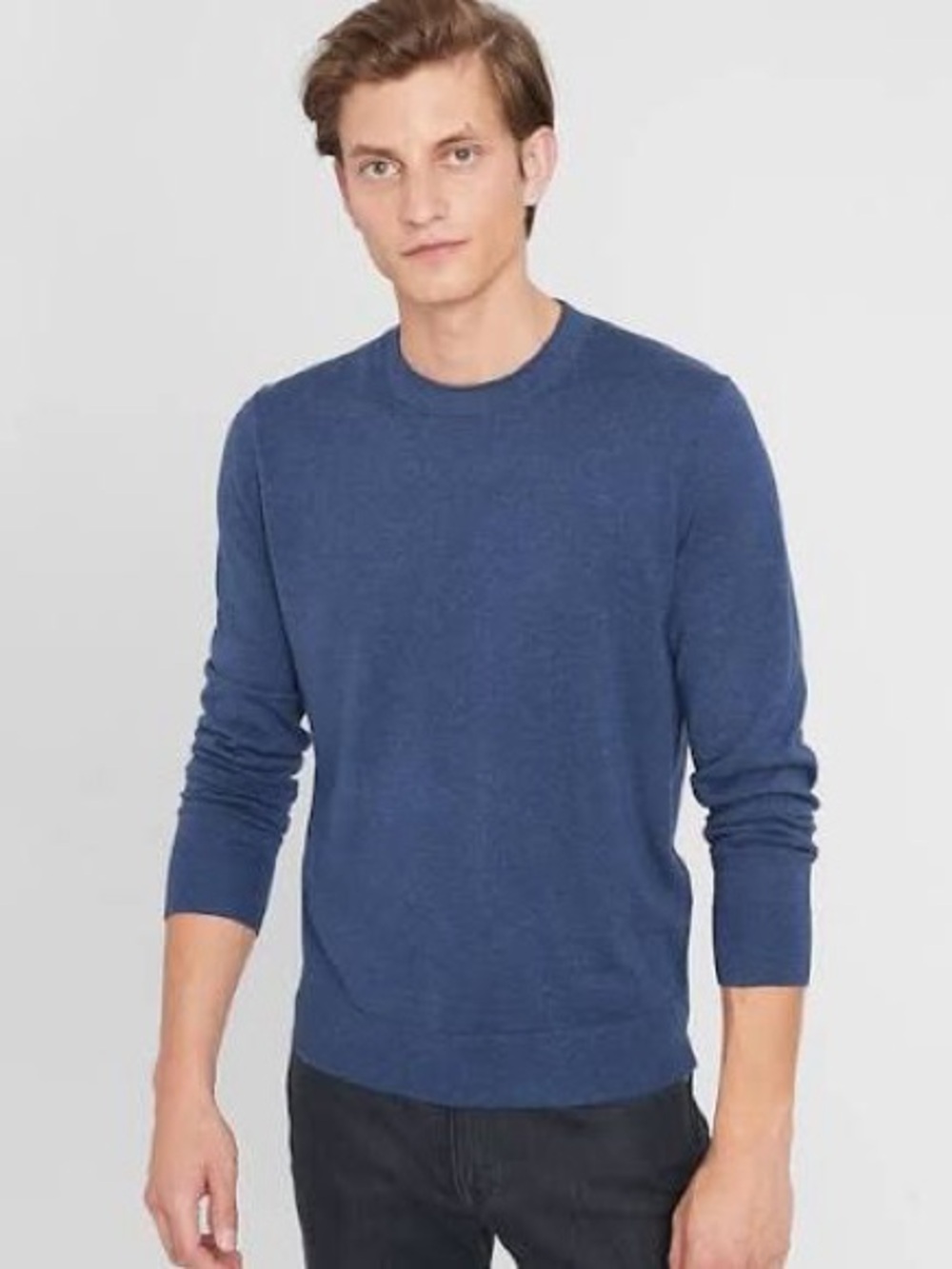 Banana Republic Performance Silk-Linen Crew Neck Sweater in Starry Night Blue M